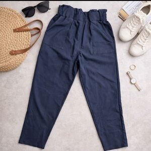 Grace Karin Size M Pants Womens Blue High Rise Casual Paper Bag Waist